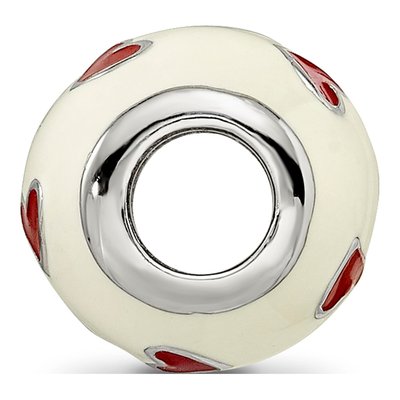 Sterling Silver Red Enamel Heart Bead – view 3