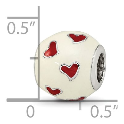 Sterling Silver Red Enamel Heart Bead – view 4