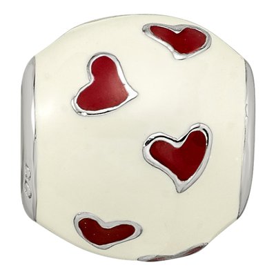 Sterling Silver Red Enamel Heart Bead – view 5