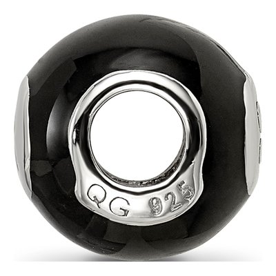Sterling Silver Black Enamel 8-Ball Bead – view 3