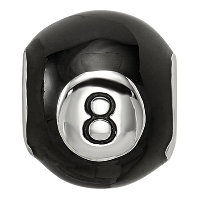Sterling Silver Black Enamel 8-Ball Bead – view 4