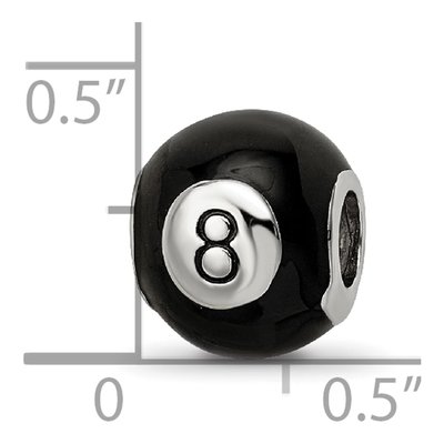 Sterling Silver Black Enamel 8-Ball Bead – view 5