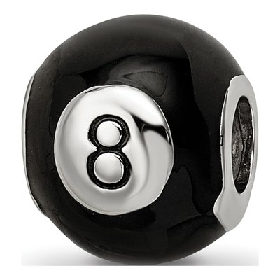 Sterling Silver Black Enamel 8-Ball Bead