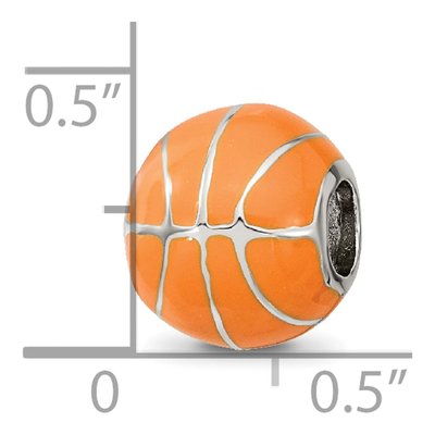 Sterling Silver Orange Enamel Basketball Bead – view 4