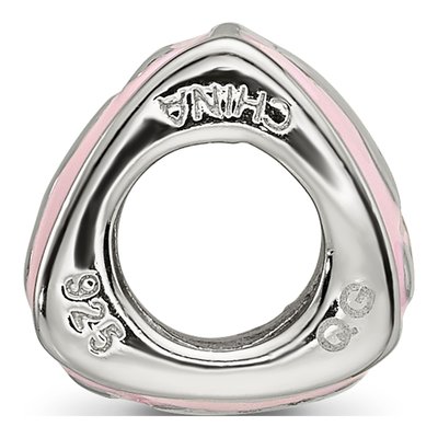 Sterling Silver Pink Enamel Baby Footprint Bead – view 3