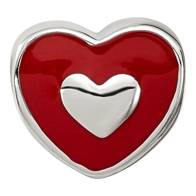 Sterling Silver Red Enamel LOVE Heart Bead – view 4