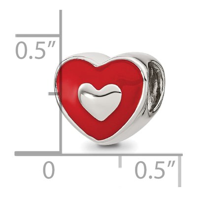 Sterling Silver Red Enamel LOVE Heart Bead – view 5
