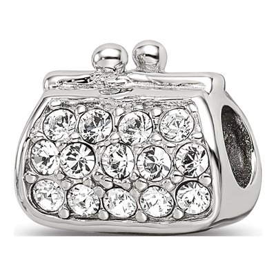 Sterling Silver Enamel Crystal Purse Bead