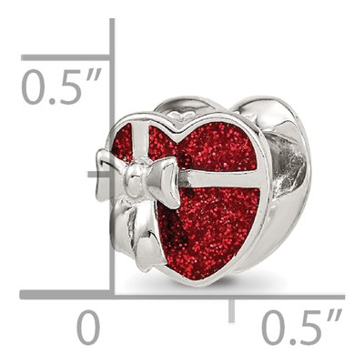 Sterling Silver Red Enamel Heart Bead – view 4