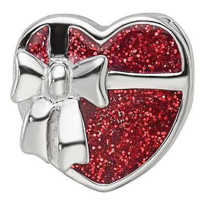 Sterling Silver Red Enamel Heart Bead – view 5