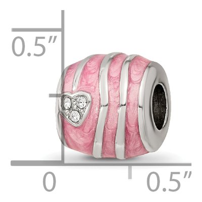 Sterling Silver Crystal Enamel Hearts Bead – view 4