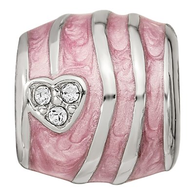 Sterling Silver Crystal Enamel Hearts Bead – view 5