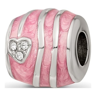 Sterling Silver Crystal Enamel Hearts Bead
