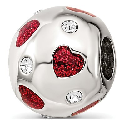 Sterling Silver Crystal Heart Bead
