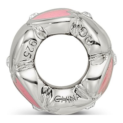 Sterling Silver Crystal Enamel Heart Bead – view 3