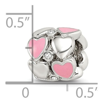 Sterling Silver Crystal Enamel Heart Bead – view 4