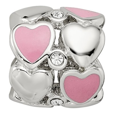 Sterling Silver Crystal Enamel Heart Bead – view 5