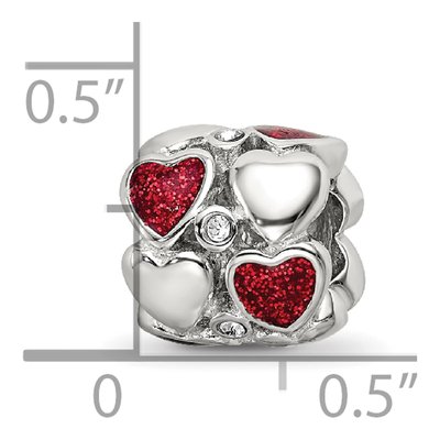 Sterling Silver Crystal Enamel Hearts Bead – view 4