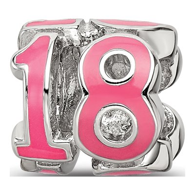Sterling Silver Pink Enamel Bead