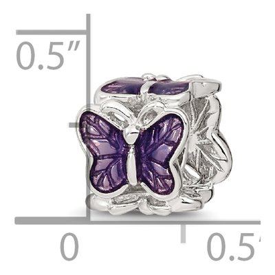 Sterling Silver Purple Enamel Butterfly Bead – view 4