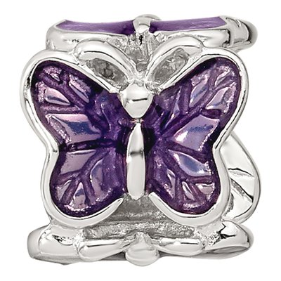 Sterling Silver Purple Enamel Butterfly Bead – view 5