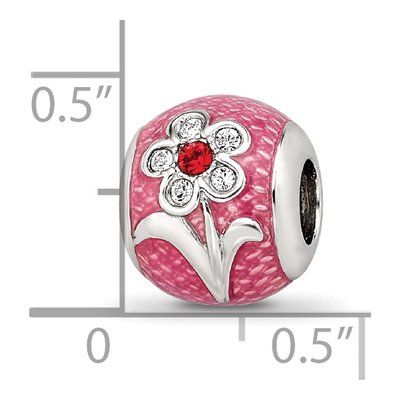 Sterling Silver Crystal Enamel Flower Bead – view 5