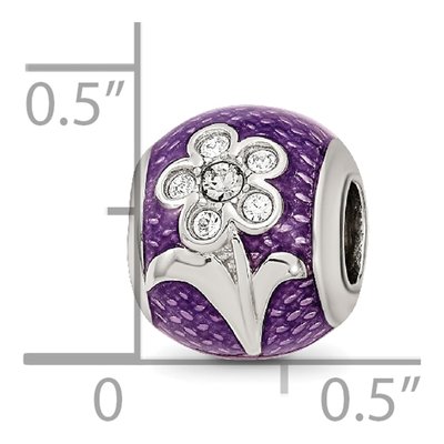 Sterling Silver Crystal Enamel Flower Bead – view 4