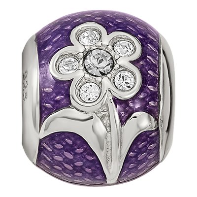 Sterling Silver Crystal Enamel Flower Bead – view 5