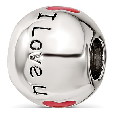 Sterling Silver I LOVE Enamel Bead