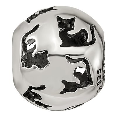 Sterling Silver Cutout Cat Bead – view 4