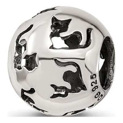 Sterling Silver Cutout Cat Bead