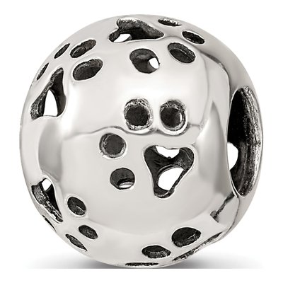 Sterling Silver Cutout Paw Print Bead