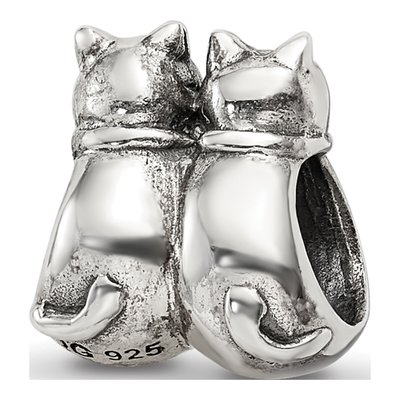 Sterling Silver Twin Cats Bead – view 7