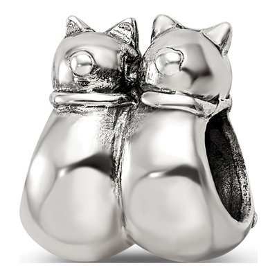 Sterling Silver Twin Cats Bead