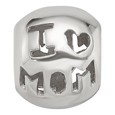 Sterling Silver Cutout I Heart Mom Bead – view 4