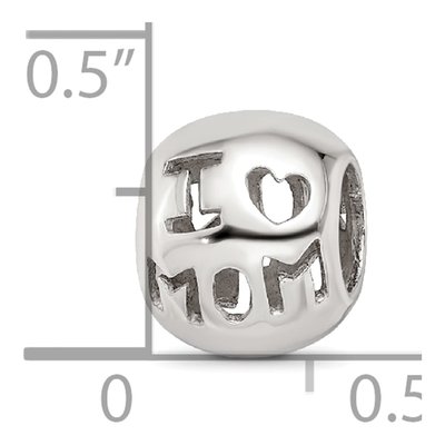 Sterling Silver Cutout I Heart Mom Bead – view 5