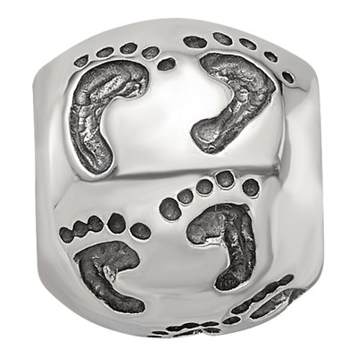 Sterling Silver Dad Mom Baby Footprints Bead – view 4