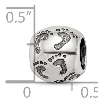 Sterling Silver Dad Mom Baby Footprints Bead – view 6