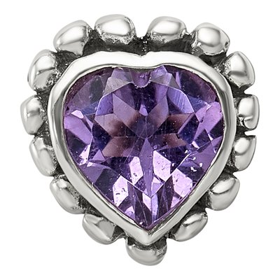 Sterling Silver Amethyst Heart Bead – view 4