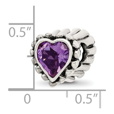 Sterling Silver Amethyst Heart Bead – view 6