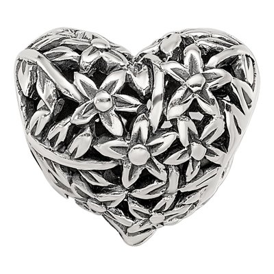 Sterling Silver Filigree Flower Heart Bead – view 4