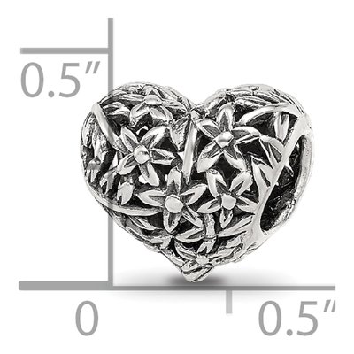 Sterling Silver Filigree Flower Heart Bead – view 6