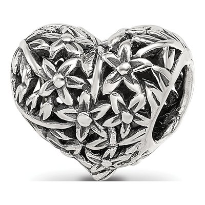 Sterling Silver Filigree Flower Heart Bead