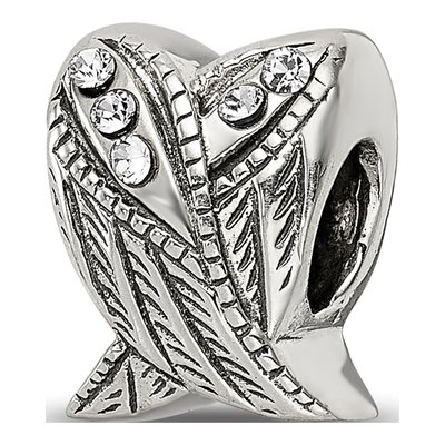 Sterling Silver Crystal Wings Bead