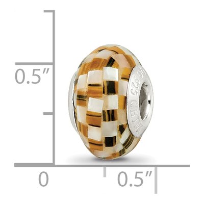 Sterling Silver Mother of Pearl Tiger's Eye MOP Mosaic Bead – view 6