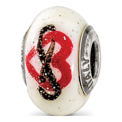 Sterling Silver Heart Infinity Murano Glass Bead