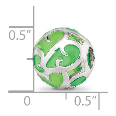 Sterling Silver Green Filigree Enamel Bead – view 6