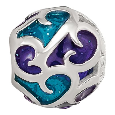 Sterling Silver Purple Blue Filigree Enamel Bead – view 5