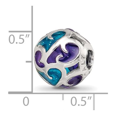 Sterling Silver Purple Blue Filigree Enamel Bead – view 6