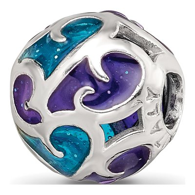Sterling Silver Purple Blue Filigree Enamel Bead